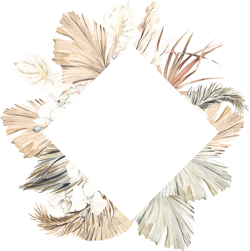 Boho tropical watercolor rhombus frame